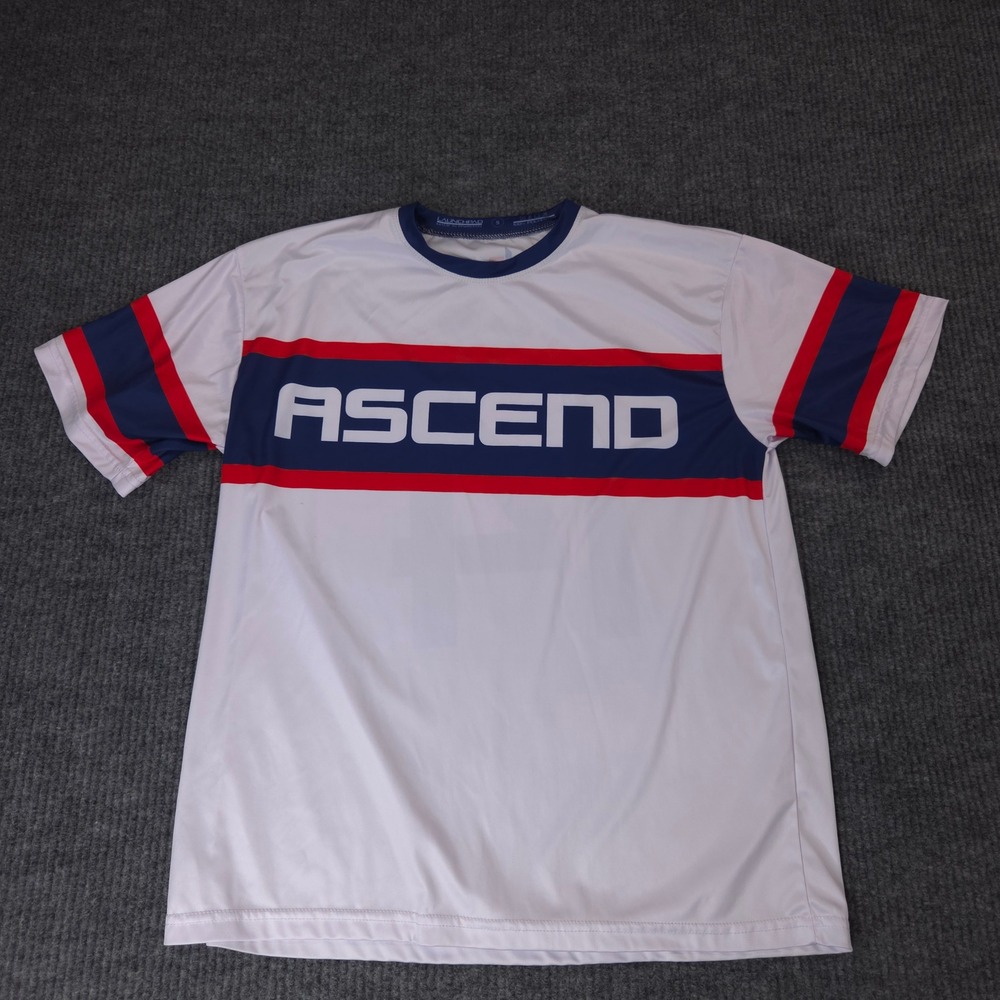 Launchpad Ascend Jersey Mens Small White Navy Red Graphic Sporty Performance